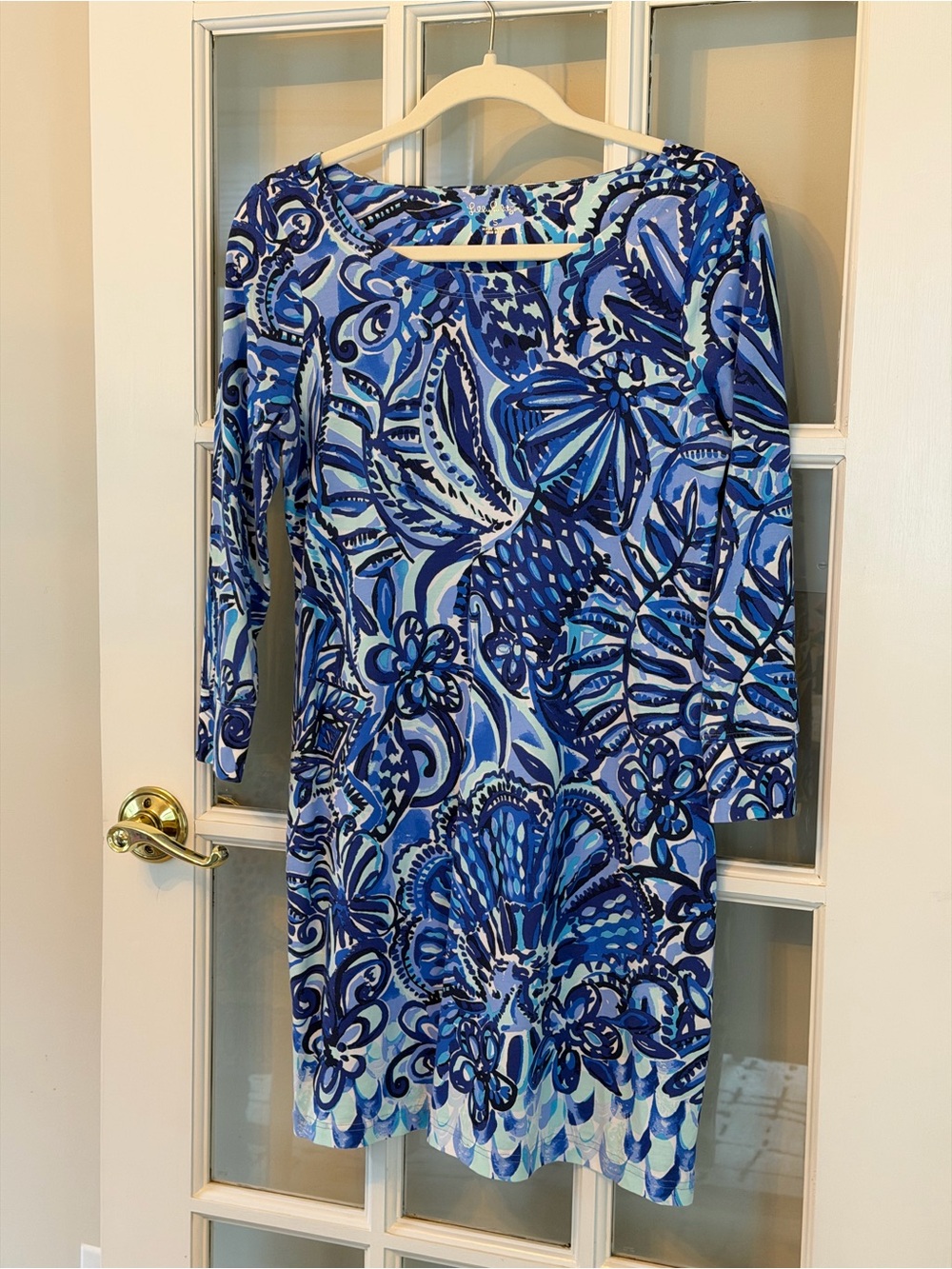 Lilly Pulitzer Blue Floral Long-Sleeve Shift Dress